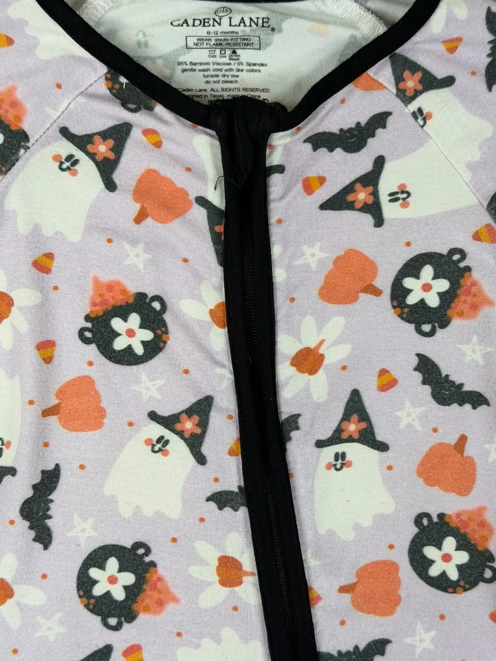 CADEN LANE Halloween Ghost Print Bamboo Convertible Zip Sleeper - 6-12M